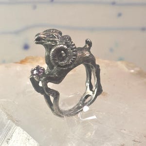 Ram ring sculptural Aries band leaves size 5.75 sterling silver women