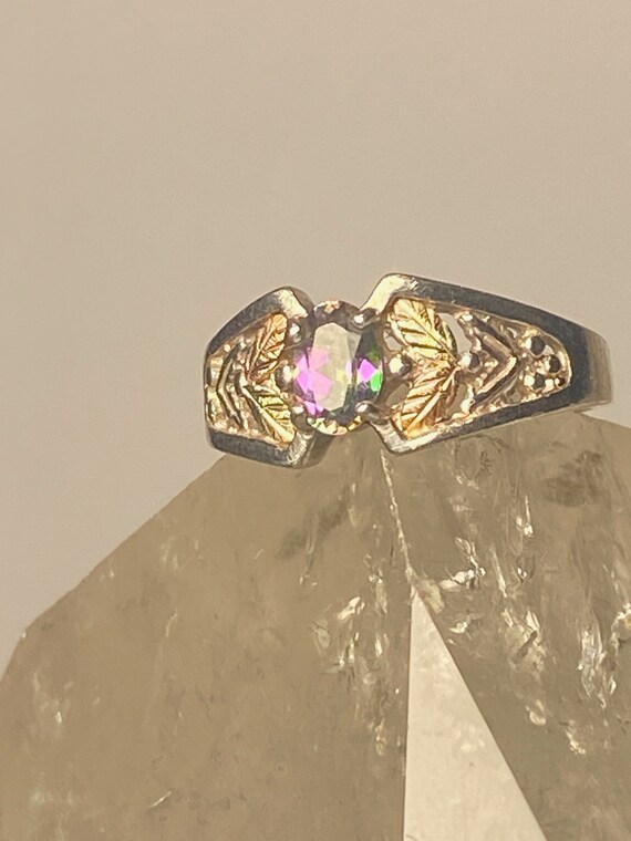 Mystic Topaz ring leaves black hills gold sterlin… - image 8