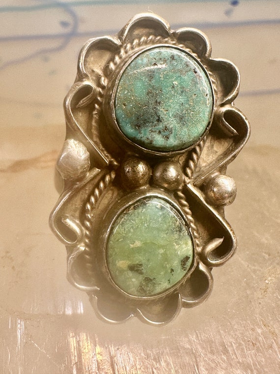 Bold and Beautiful Very LARGE Sterling Navajo Turquoise Ring Size 9