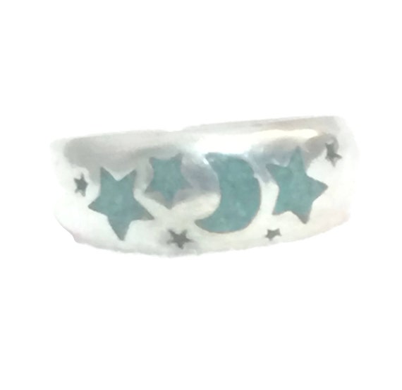 Vintage Sterling Silver Ring Stars Moon Ring Star