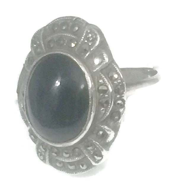 Art Deco Ring Size 5 Plus Onyx Ring Size 5 Mourni… - image 4