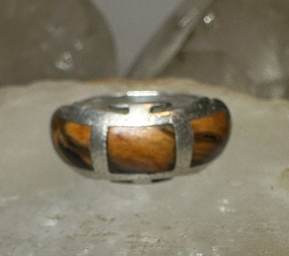 Petrified wood ring size 9 southwest band  sterli… - image 3