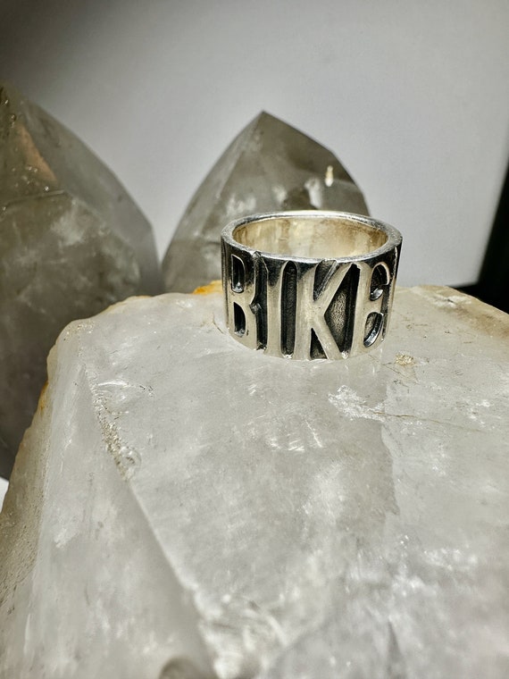 Biker ring Biker word band size 14.75 sterling sil