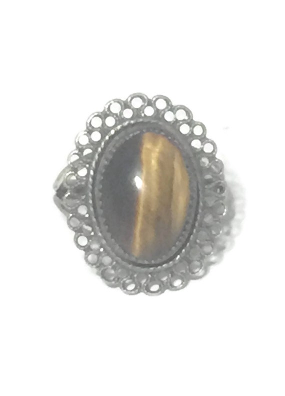 Vintage Tiger Eye Ring Size 6 Women Tiger Eye Ring