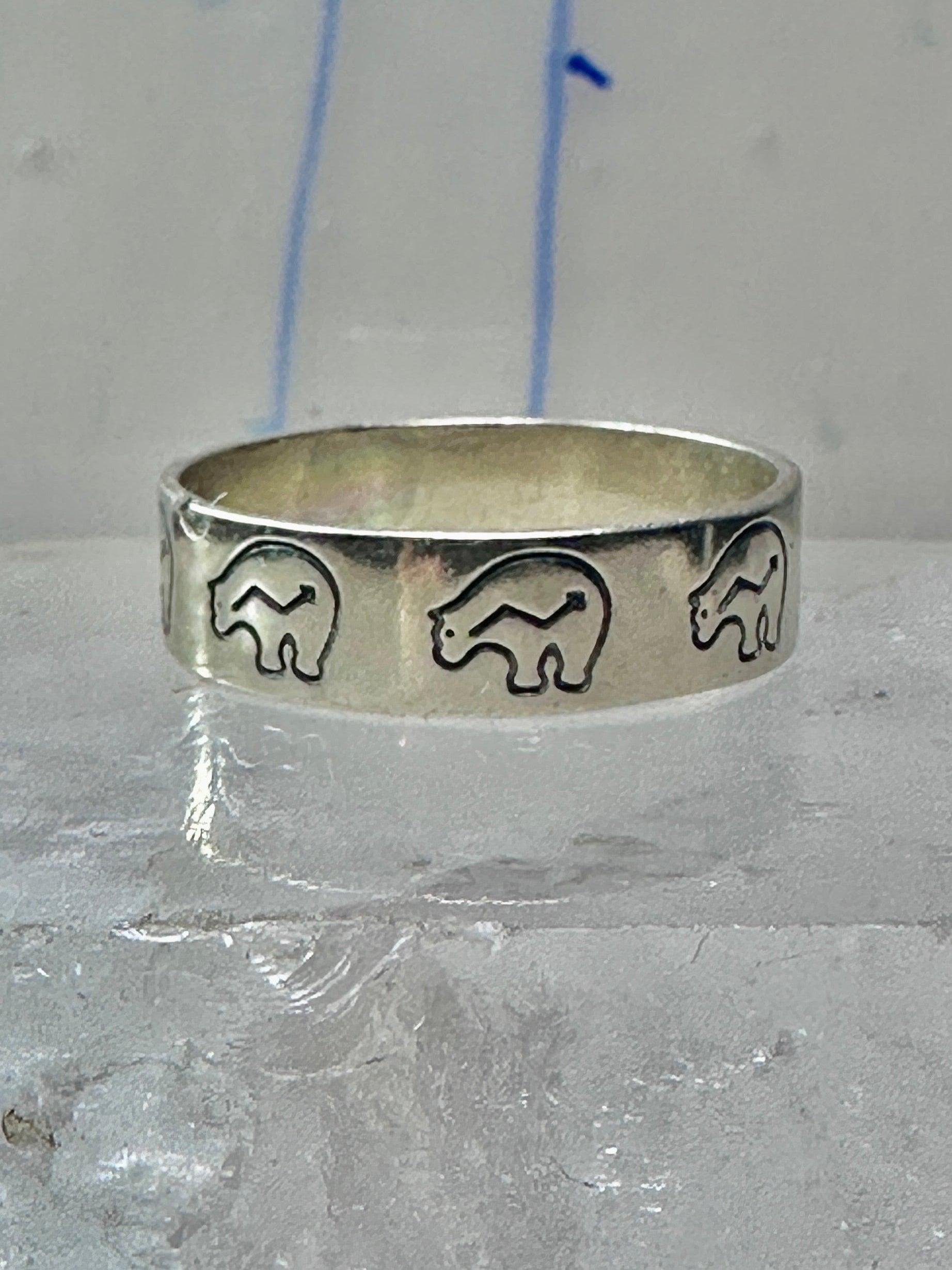 Bear Ring With Heart Arrow Band Size 5.50 Sterling Silver Women