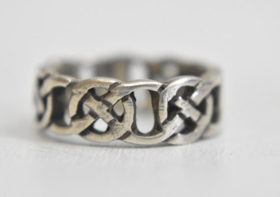 Celtic ring Irish knots woven thumb band sterling… - image 4