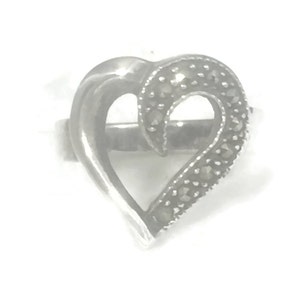 Vintage Heart Ring Size 7 Minus Marcasite Ring Art Deco Ring Size 7 Women Ring Size 7 Sterling Silver Ring Size 7 Boho Ring Size 7 Love Ring