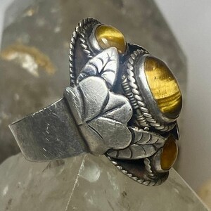 Tiger Eye ring size 6 adj poison Mexican  sterling silver women