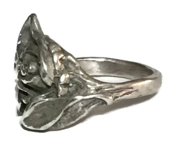 Vintage Sterling Silver Rose Ring - Size 5 Flower Band View 5