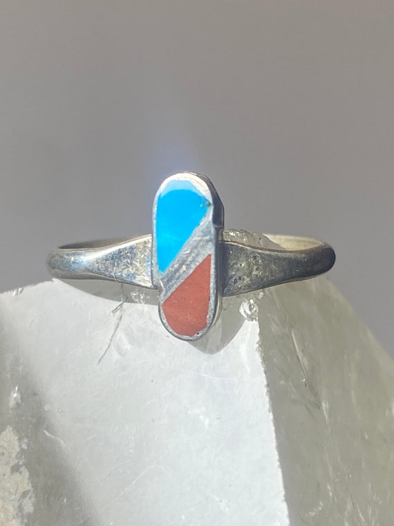 Turquoise coral ring size 6.50 southwest sterling… - image 9