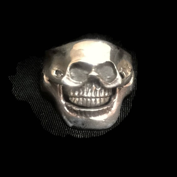 Men Skull Ring Size 12 Biker sterling silver band - image 9