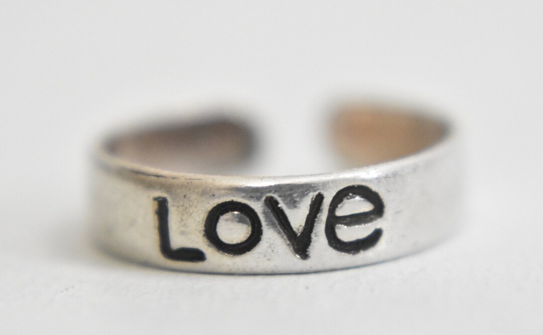 Love Toe Ring Sterling Silver Friendship Women Girls Size 5 Etsy
