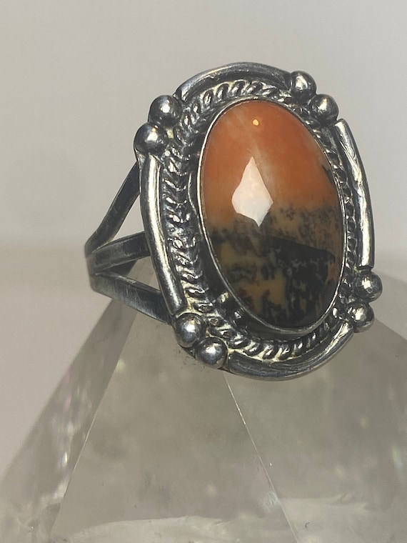 Agate ring petrified wood sterling silver southwe… - image 3