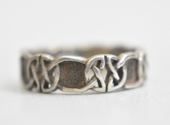 Celtic ring knot pinky band sterling silver women… - image 3