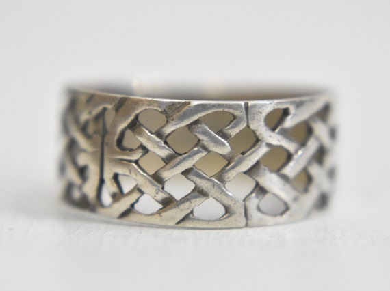 Celtic ring Irish knots woven thumb band sterling… - image 1