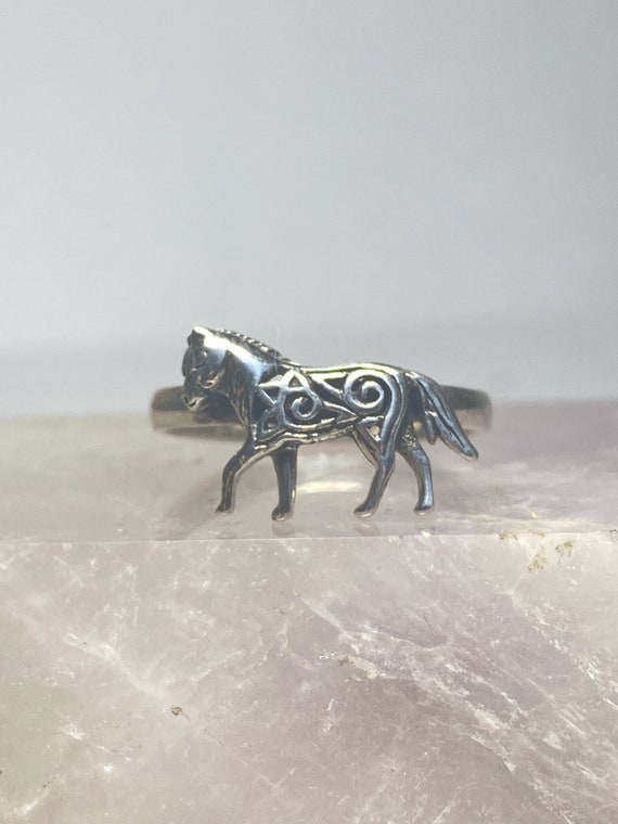 Horse ring sterling silver band women girls size … - image 3