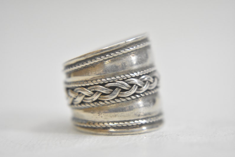 Cigar Band rope Knuckle ring sterling silver BoHo women Size 5.5