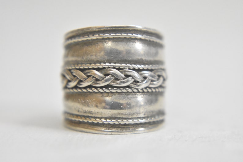 Cigar Band rope Knuckle ring sterling silver BoHo women Size 5.5