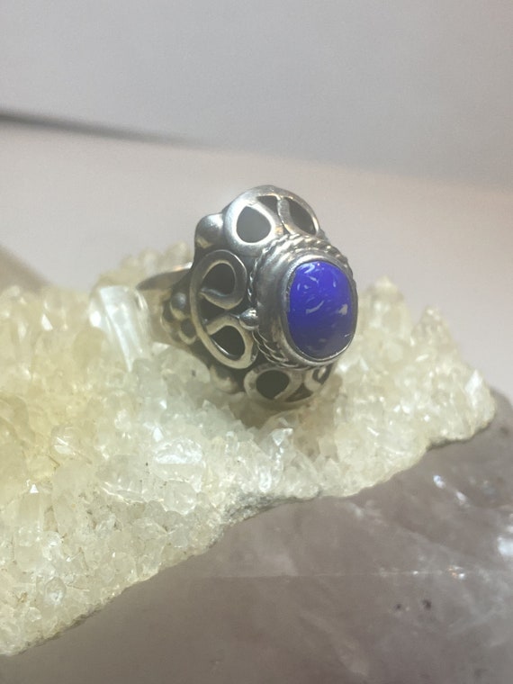 Poison ring blue lapis ? Mexico sterling silver p… - image 6
