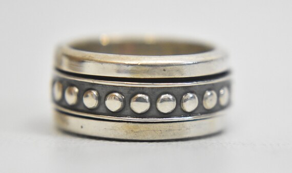 Spinner ring dots sterling silver ring thumb band… - image 1