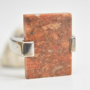 sponge coral ring boho handmade vintage sterling silver  women  Size 5.75