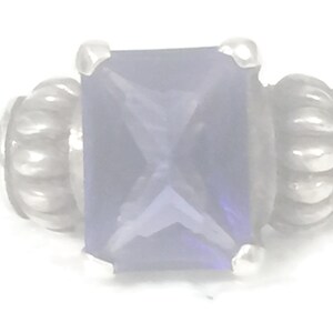 Vintage Faceted Purple Cocktail Ring: Sterling Silver, Size 5.75