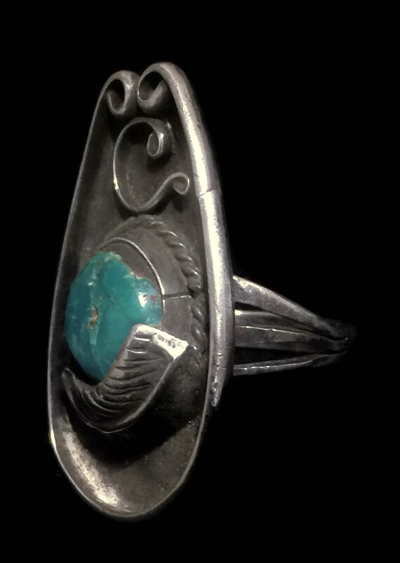 Blue Turquoise Ring Long Turquoise Ring Woman Nav… - image 8
