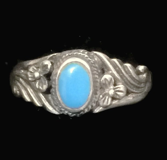Turquoise Ring Women Navajo Ring Size 6 Plus Sout… - image 1