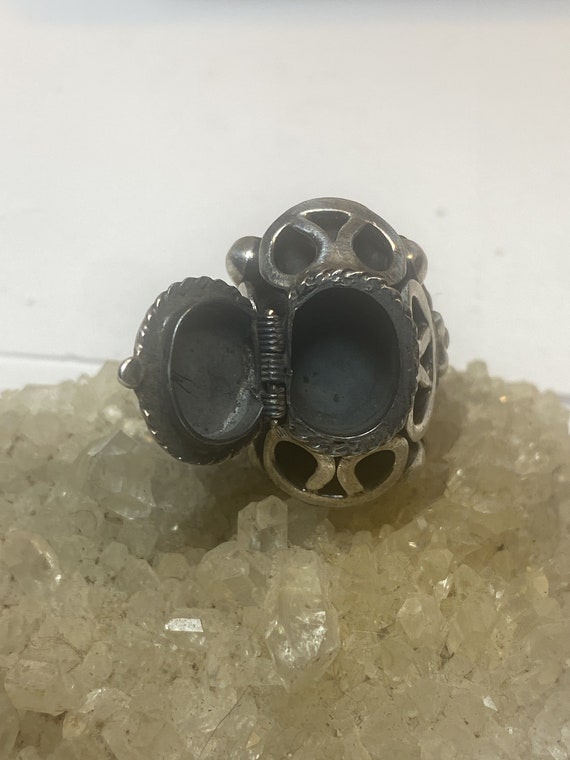 Poison ring blue lapis ? Mexico sterling silver p… - image 2
