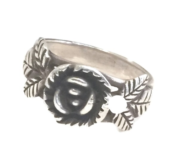 Rose Flower Ring size 7.5 Vintage Sterling Silver… - image 6