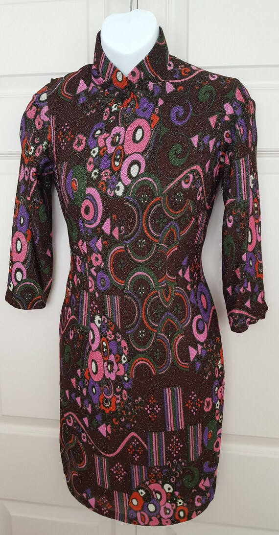 Vintage 60's 70's Mod Abstract Swirl Glitter Go Go