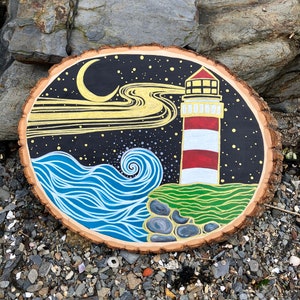 lighthouse painting | lighthouse art | wall hanging | wall decor | wall art | lighthouse