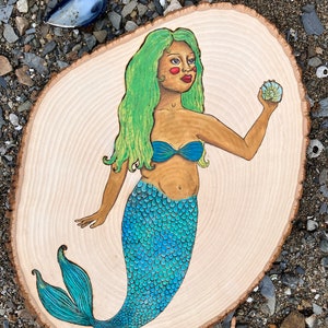 Arte de sirena / pirograbado / arte de pared / Arte de pared de sirena / arte de quema de madera / colgante de pared