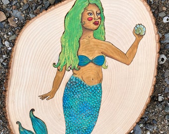 Mermaid art | pyrography | wall art | Mermaid Wall art | wood burning art | wallhanging