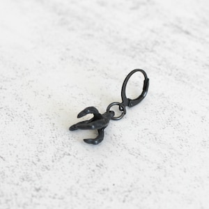 Men's dangle ONE earring. Bird claws earring. Black men earring. Gift for him. Charms earring. Dangle earring. Lever back hoop