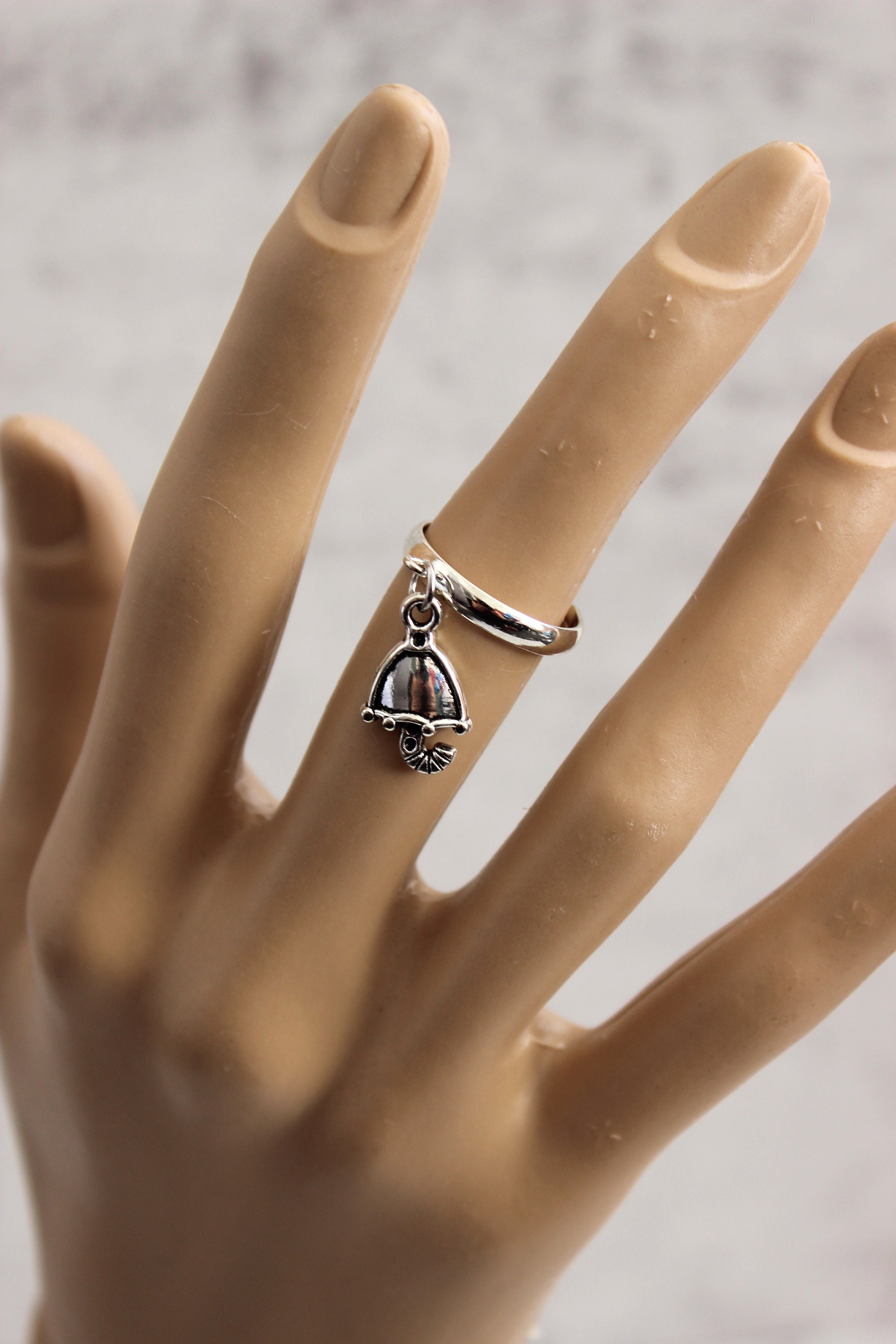 Silver Tone Charm Ring. Adjustable Ring for All Sizes. Charm Ring