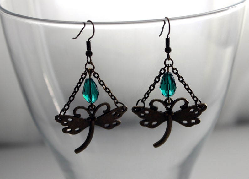 BUY 3 GET 1 FREE~DRAGONFLY DANGLE SILVER EARRINGS~STERLING HOOK~GIFT FOR HER