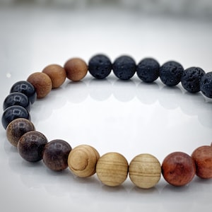 Mala Bracelet, Mens Bracelet, Womens Bracelet - Rosewood, Cedarwood, Sandalwood, Ebony, Lava Stone