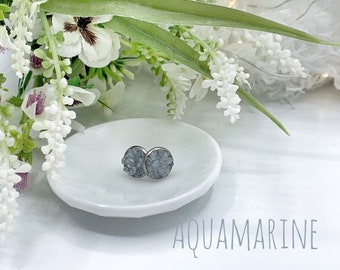 Aquamarine Gemstone Stud Earrings