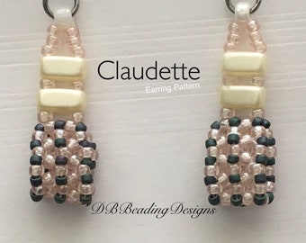 Claudette Beaded Earrings Pattern, PDF, Beading Tutorial, Earring Tutorial