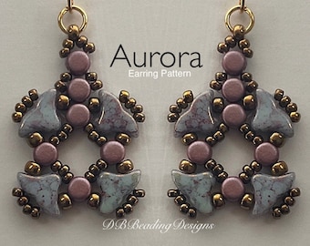 Aurora Beaded Earrings Pattern, DBBeadingDesigns, Instant PDF, Beading Tutorial, Easy Beading Pattern, Helios par Puca Pattern