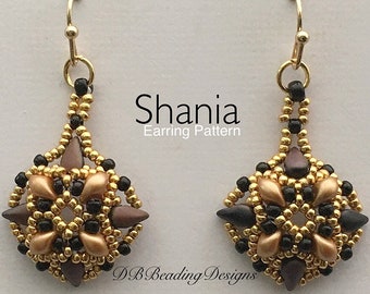 Modèle de boucles d'oreilles en perles Shania, PDF, DBBeadingDesigns, modèle de perles, tutoriel de perles facile
