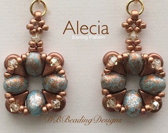 Alecia Beaded Earrings Pattern, PDF, DBBeadingDesigns, Beading Tutorial, Easy Beading Pattern, Par Puca Patterns