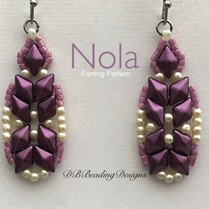 Nola Beaded Earrings Pattern, DBBeadingDesigns, PDF, Beading Tutorial, Easy Beading Pattern