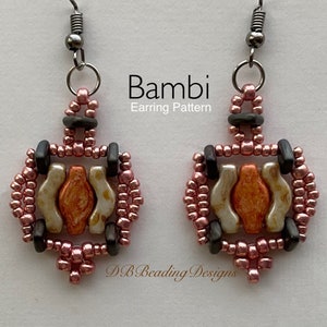 Bambi Beaded Earring Pattern, DBBeadingDesigns, Instant PDF, Beading Tutorial, Easy Beading Pattern