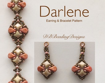 Darlene Beaded Earrings Pattern, PDF, DBBeadingDesigns, Bead Tutorial