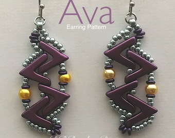 Ava Beaded Earrings Pattern, DBBeadingDesigns, PDF, Beading Tutorial, Easy Beading Pattern, AVA pattern