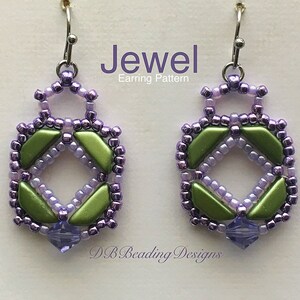 Jewel Beaded Earrings Pattern, DBBeadingDesigns, PDF, Beading Tutorial, Easy Beading Pattern