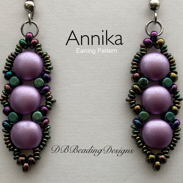 Annika Beaded Earrings Pattern, DBBeadingDesigns, Instant PDF, Beading Tutorial, Easy Beading Pattern, Minos par Puca Pattern