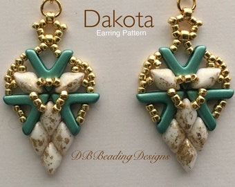 Dakota Beaded Earrings Pattern, DBBeadingDesigns, PDF, Beading Tutorial, Easy Beading Pattern, AVA Pattern